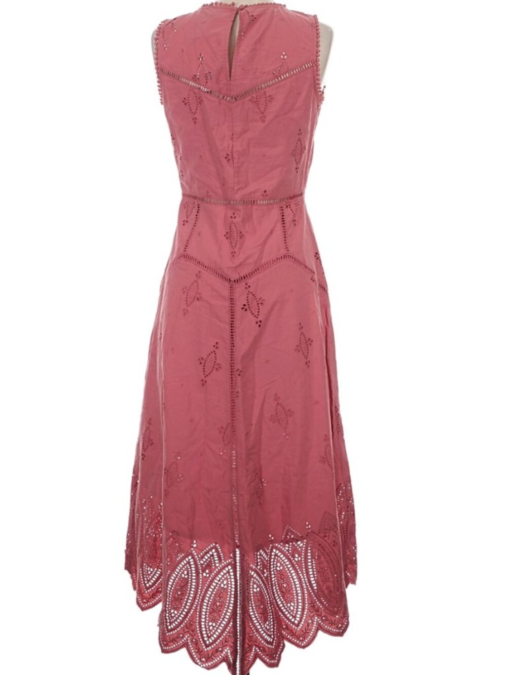 NWT $398 Joie Halone Eyelet Hi-Low Midi Dress Coral Pink Brunch Romantic Sz 4 - Picture 5 of 10